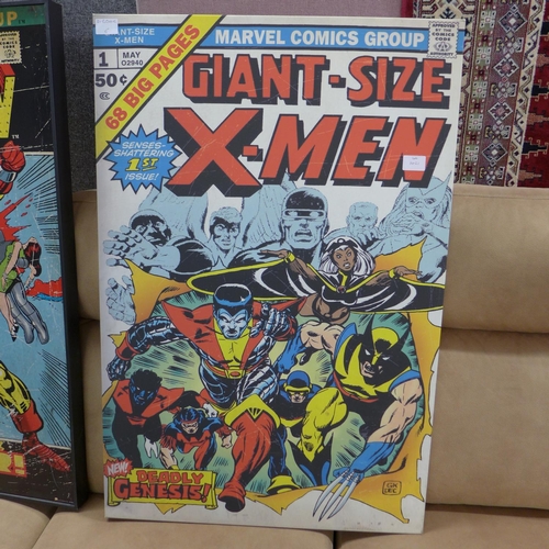 1405 - A set of two Marvel Comics prints 'The Invincible Iron Man and giant size X-Men