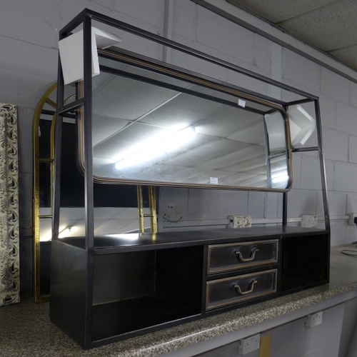 1409 - An industrial style mirror and shelf unit