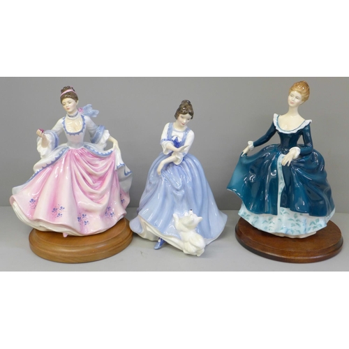 616 - Three Royal Doulton figures; Lorraine, Rebecca and Janine, two with bases, Lorraine boxed