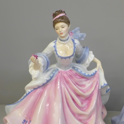 616 - Three Royal Doulton figures; Lorraine, Rebecca and Janine, two with bases, Lorraine boxed