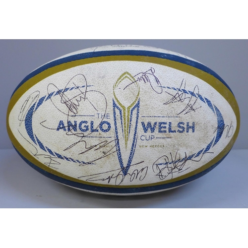 632 - A signed Anglo Welsh Cup rugby match ball