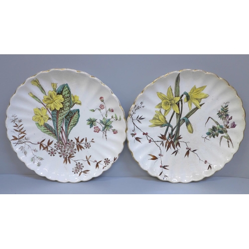 644 - Two Wild Flowers plates, S. Hancock, Stoke on Trent, circa 1880