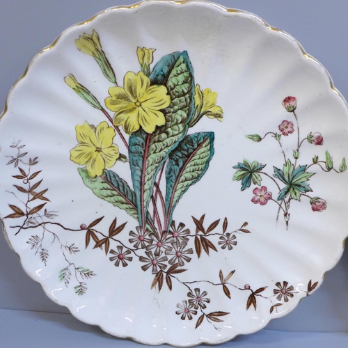 644 - Two Wild Flowers plates, S. Hancock, Stoke on Trent, circa 1880