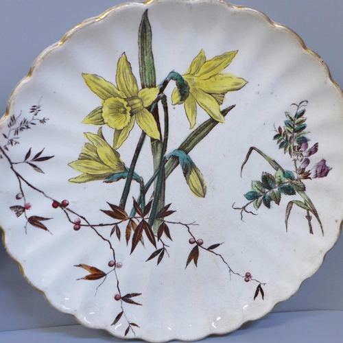 644 - Two Wild Flowers plates, S. Hancock, Stoke on Trent, circa 1880