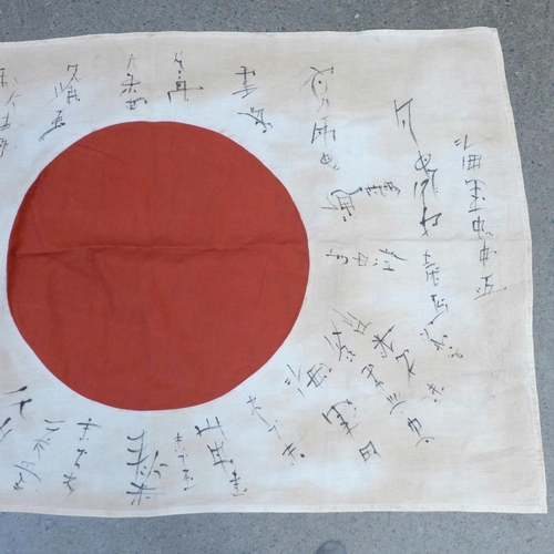 650 - A Japanese Imperial Army Good Luck flag with signatures