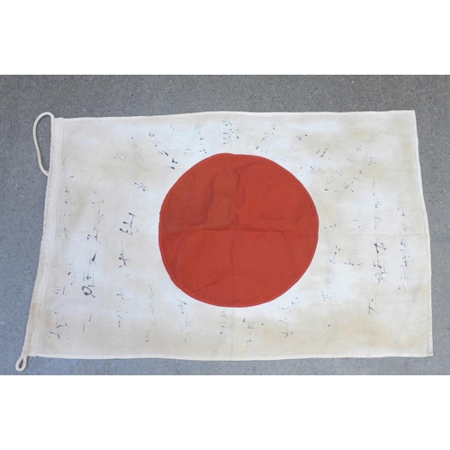 650 - A Japanese Imperial Army Good Luck flag with signatures