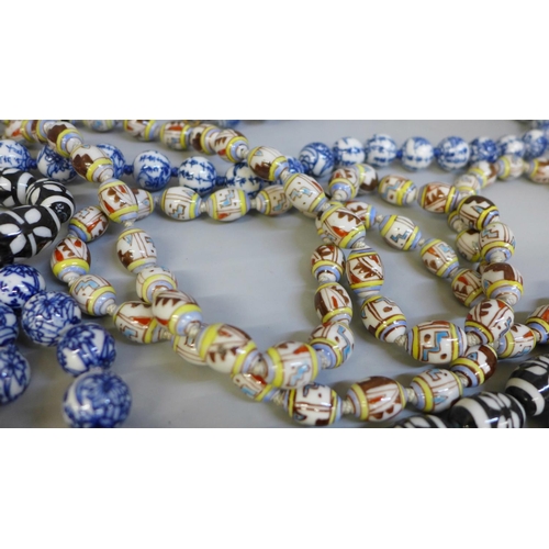 659 - Twelve porcelain bead necklaces