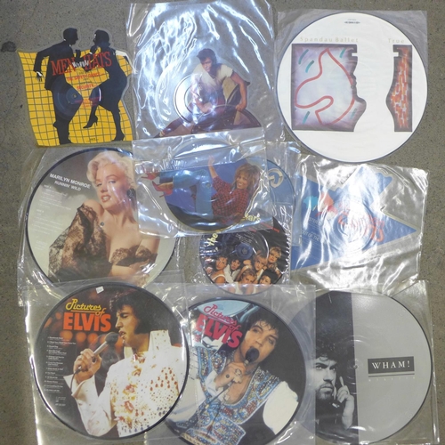 673 - A collection of picture disc records including Elvis Presley, Wham, Tina Turner, Spandau Ballet, etc... 