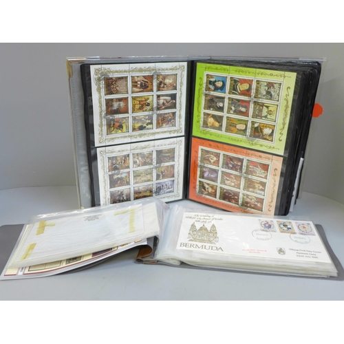 692 - Two albums of first day covers, postal history, bank notes and postcards