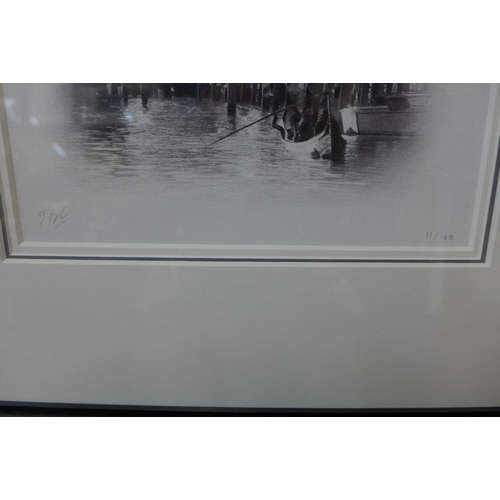 14 - A signed Darren Barker limited edition print, Reflected Lights, Venice, 18 x 24cms, framed