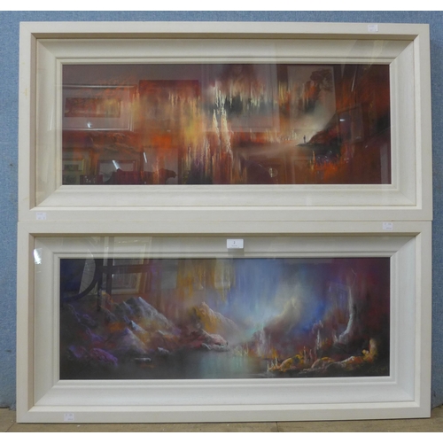 2 - Philip Gray (Irish b.1959), pair of landscapes, pastel, 28 x 78cms, framed