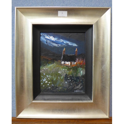 3 - George Somerville (Scottish b.1947), In The Moonlight, oil on board, 27 x 20cms, framed