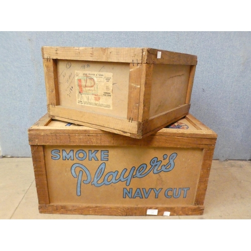 367 - Two John Players wooden advertising crates, dated 1958