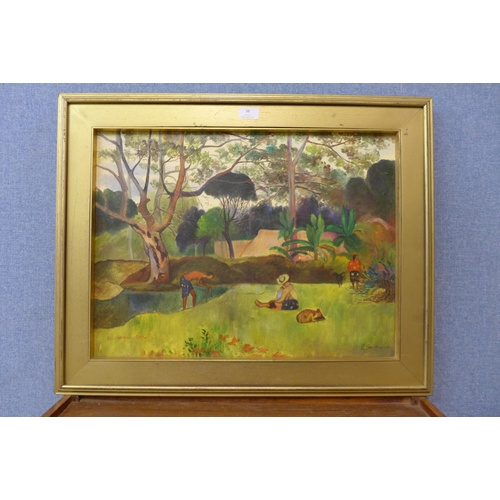 38 - A Paul Gaugin print on canvas, A Big Tree, framed