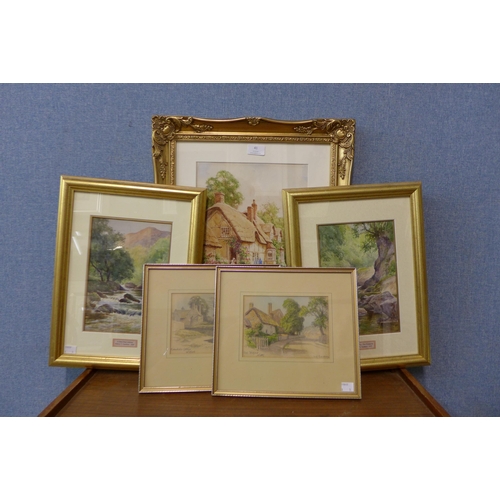 41 - Sid Gardner, collection of five landscapes, watercolours, framed