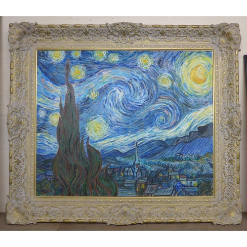 5 - John Myatt, The Starry Night, after Vincent Van Gogh, hand embellished giclee on canvas, 70 x 84cms,... 