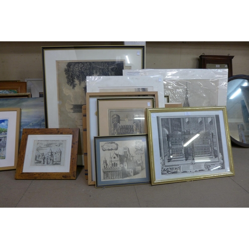 51 - Assorted 18th and 19th Century etchings and engraving, framed and unframed