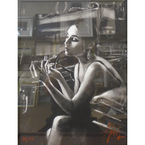 6 - A signed Fabian Perez limited edition giclee print on canvas, Darya In Car With Lipstick, 60 x 44cms... 