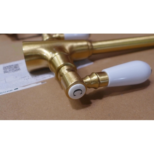 3060 - 2 Fortuna Taps Bronze with White Handles - (One Damaged) - High/Low Pressure  - Model no  64FS544ELR... 