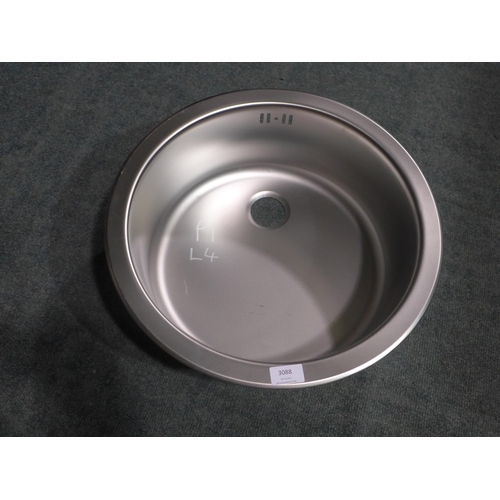 3088 - 450mm Installation Round Stainless Steel Sink  -  Model No  1008987  , Original RRP £25.00  inc. vat... 