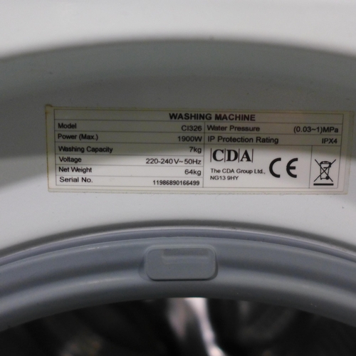 3157 - CDA Fully Integrated Washer (7kg)  H830xW596xD520  - Model no  CI326 , Original RRP £471.67 inc. vat... 