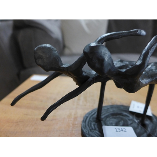 1342 - A metal Swimmers sculpture W31cm (863513)