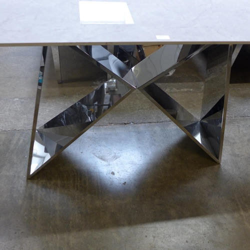 1479 - A 1.4m marble topped console table with chrome base * this lot is subject to VAT