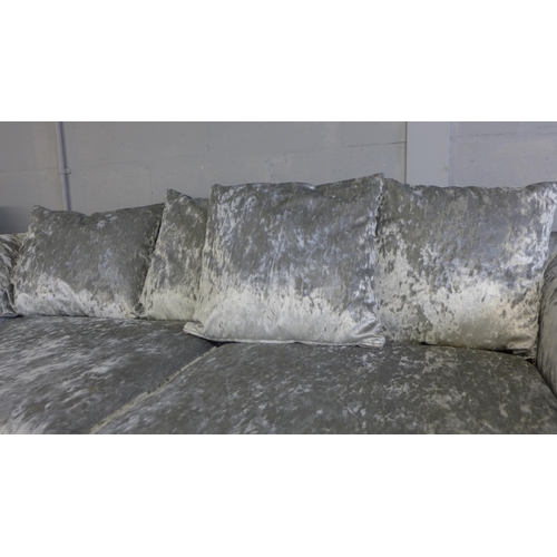 1622 - A silver crushed velvet 2.5 seater sofa