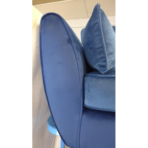 1993 - A Hoxton deep ocean blue velvet three seater sofa