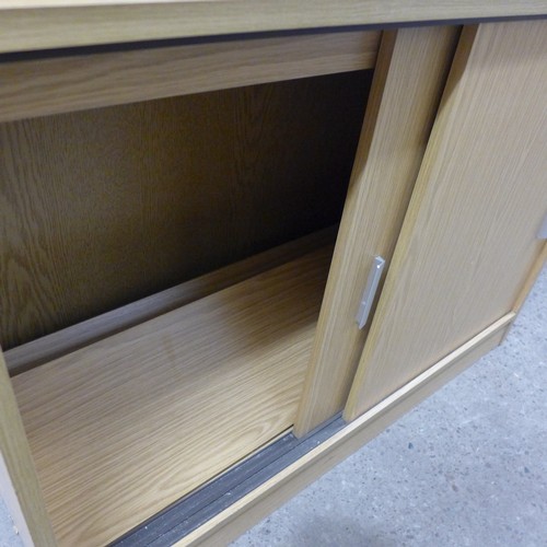 2287 - A wood/glass filing cabinet