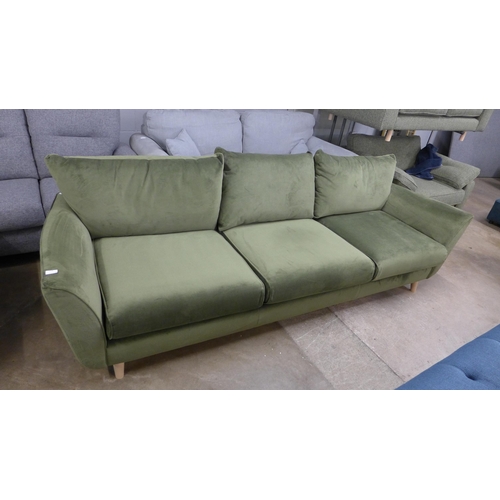 1393 - A Grand Designs forest green velvet 4 seater sofa