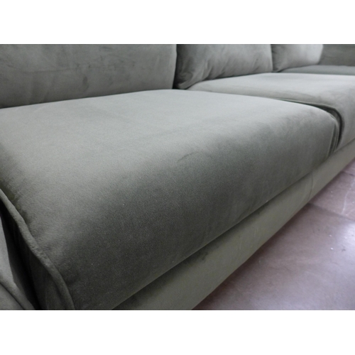 1393 - A Grand Designs forest green velvet 4 seater sofa