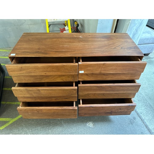 1426 - A hardwood six drawer sideboard/chest of drawers with slatted drawers * this lot is subject to VAT