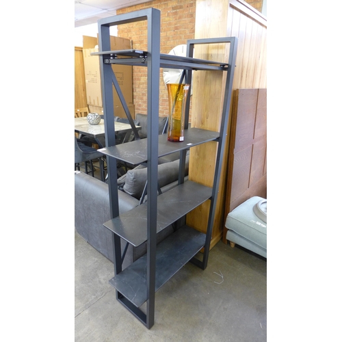 1466 - A Creed four tier shelving unit, bottom shelf damaged * this lot is subject to VAT