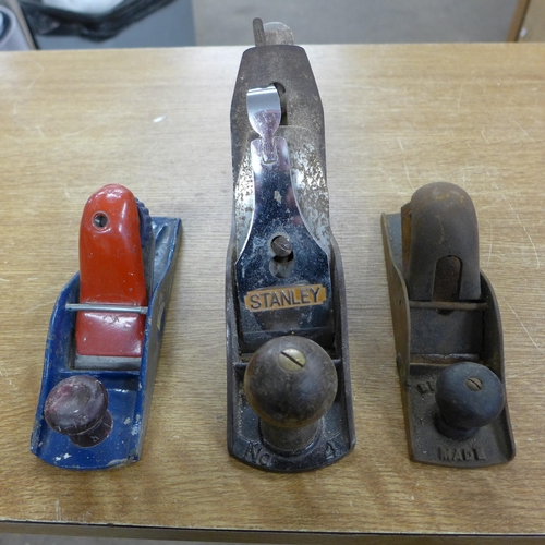 2013 - Four wood planes including two Stanley planes and a spoke shave