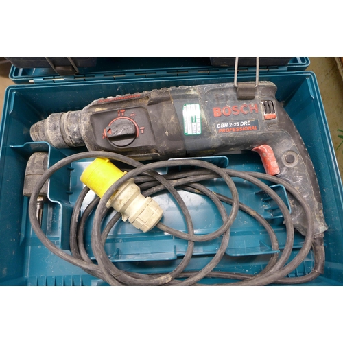 2019 - A Bosch GBH2-26DRE Professional 110V hammer drill and a Bosch GST-2000 110V jigsaw