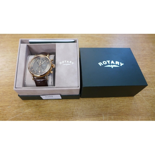 2104 - A Rotary brown multi dial wristwatch with leather crocodile strap * this lot is subject to VAT