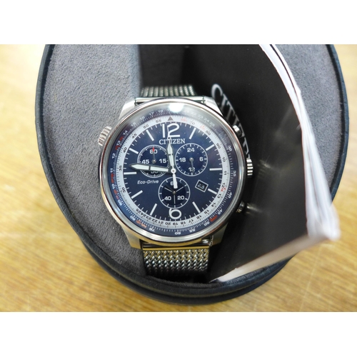 2105 - A Citizen M Eco Drive blue dial mesh wristwatch * this lot is subject to VAT