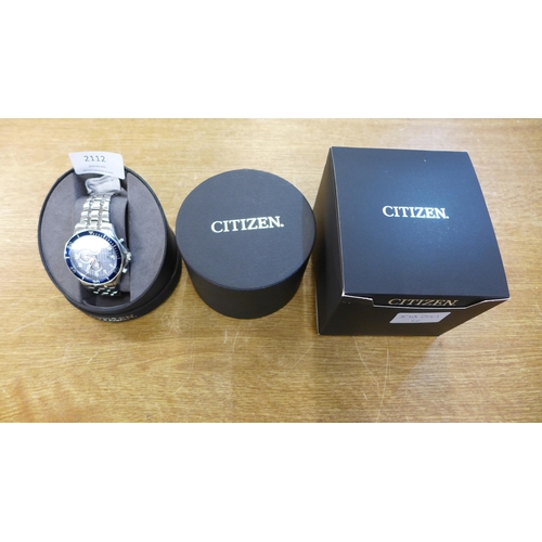 2112 - A Citizen M Ecodrive chrono wristwatch with blue dial * this lot is subject to VAT