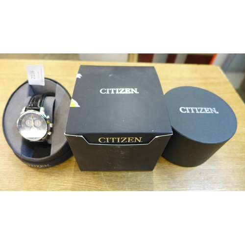 2116 - A Citizen Eco Drive M teal wristwatch with black strap * this lot is subject to VAT