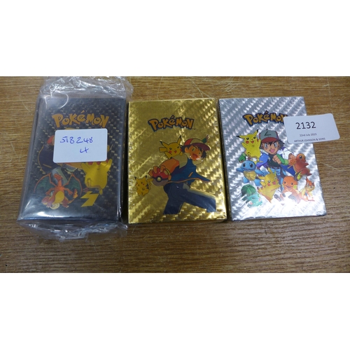 2132 - Three Pokemon card sets (silver, gold and black)