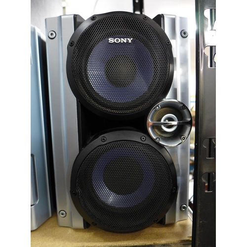 2143 - Two Sony Mini hi-fi component systems (HCD-EC99i & MHC-RG222) with four Sony speakers (SS-EC79 & SS-... 