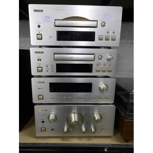 2151 - A Teac stereo bundle including a CD player , stereo cassette deck H500, AM/FM stereo tuner H500 and ... 