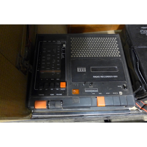 2154 - Vintage stereo bundle; Sharp stereo cassette deck, ITT radio recorder 1001, Bush cassette player and... 