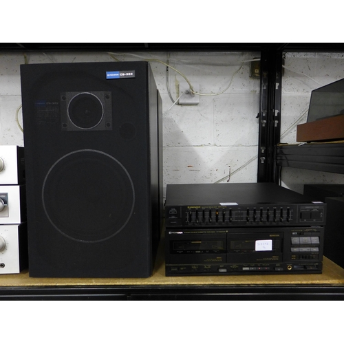 2160 - Pioneer bundle: graphic equaliser (GR-X505), stereo double cassette tape deck (CT-X53OWR) & speakers... 