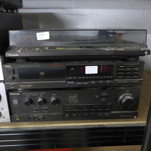 2170 - Technics stereo bundle: automatic turntable system FG Servico (SL-DB22), CD player (SL-P222A) and st... 