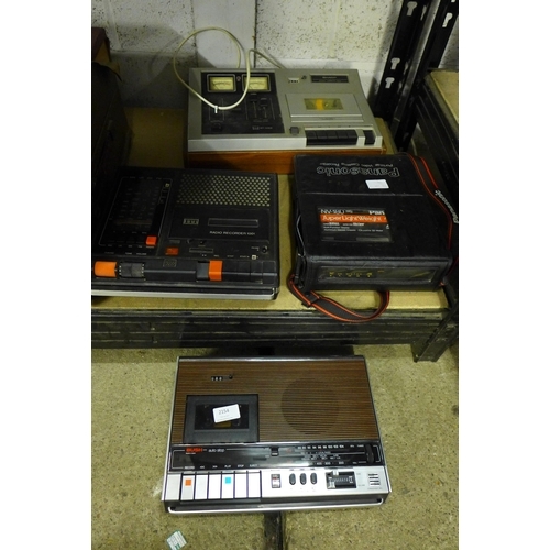 2154 - Vintage stereo bundle; Sharp stereo cassette deck, ITT radio recorder 1001, Bush cassette player and... 