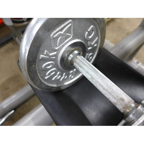 2190 - A weight-bench and metal weights with instructions