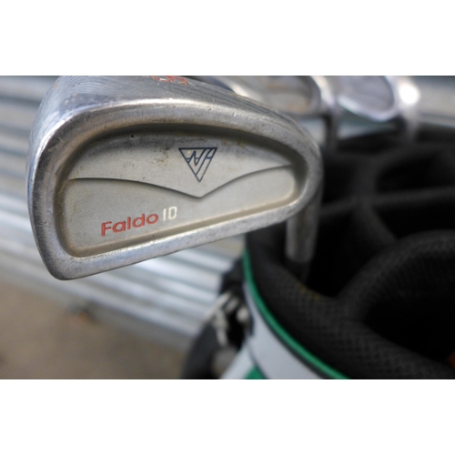 2208 - A Kasco Golf trolley bag with a full set of Mizuno Faldo irons (3-SW), Cobra S2 3 wood and a Ping Ey... 