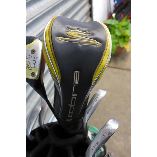 2208 - A Kasco Golf trolley bag with a full set of Mizuno Faldo irons (3-SW), Cobra S2 3 wood and a Ping Ey... 